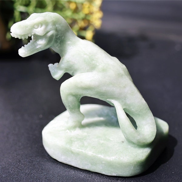 2.8'' Natural Dushan jade Carved tyrannosaurus，Quartz Crystal Skull，Dinosaur Carved，Gemstone Carved Tyrannosaurus，Healing Decor,Gifts 1PC