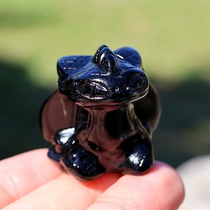 1.2&quot; Natural Obsidian Carved Toothless ,Obsidian Dragon,Crystal Toothless,Reiki Healing，Toothless,Home Decor，Crystal Gifts 1PC
