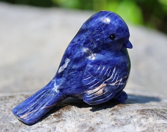 2,4'' natuurlijke sodaliet gesneden vogel, kristallen vogel, vogelstandbeeld, vogelsnijwerk, woondecoratie, kristalgenezing, kerstcadeau 1 st