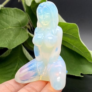 3.1&quot; Opalite Carved Goddess Model,Quartz Crystal Carved ,Crystal Goddess ,Skull Carving，Crystal Healing，Home Decor，Crystal Gifts
