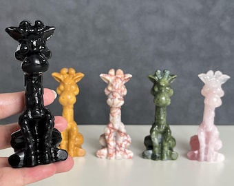 4" Crystal Carved Giraffe,Quartz Crystal giraffe ,Crystal giraffe ,giraffe Carving，Crystal Healing