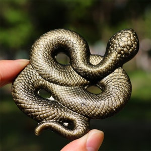 3.2&quot; Natural Gold Obsidian Snake ,Hand Carved Snake ,Gold Snake Carving,Home Decor,Healing Pendant,Crystal Gifts