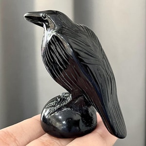 2.2 &#39;&#39;Natuurlijke handgesneden Obsidiaan Kraai, Kristallen Kraai, Kristallen Schedel, Obsidiaan Raven, Kwartskristal, Kristallen ornament, Kerstcadeau 1PC