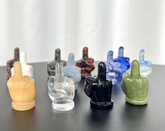1.4&quot; Crystal Quartz Carved Mini Middle finger ,Quartz Crystal Middle finger,Hand Carving,healing Home Decor, Energy Crystal gift