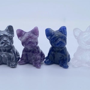 1.2 natuurlijke kwartskristal gesneden Franse Bulldog, Crystal PUG, Bulldog Carvings, Crystal Healing Decor, Crystal Gifts 1PC willekeurige levering afbeelding 9