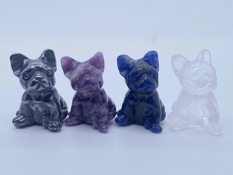 1.2 natuurlijke kwartskristal gesneden Franse Bulldog, Crystal PUG, Bulldog Carvings, Crystal Healing Decor, Crystal Gifts 1PC willekeurige levering afbeelding 9