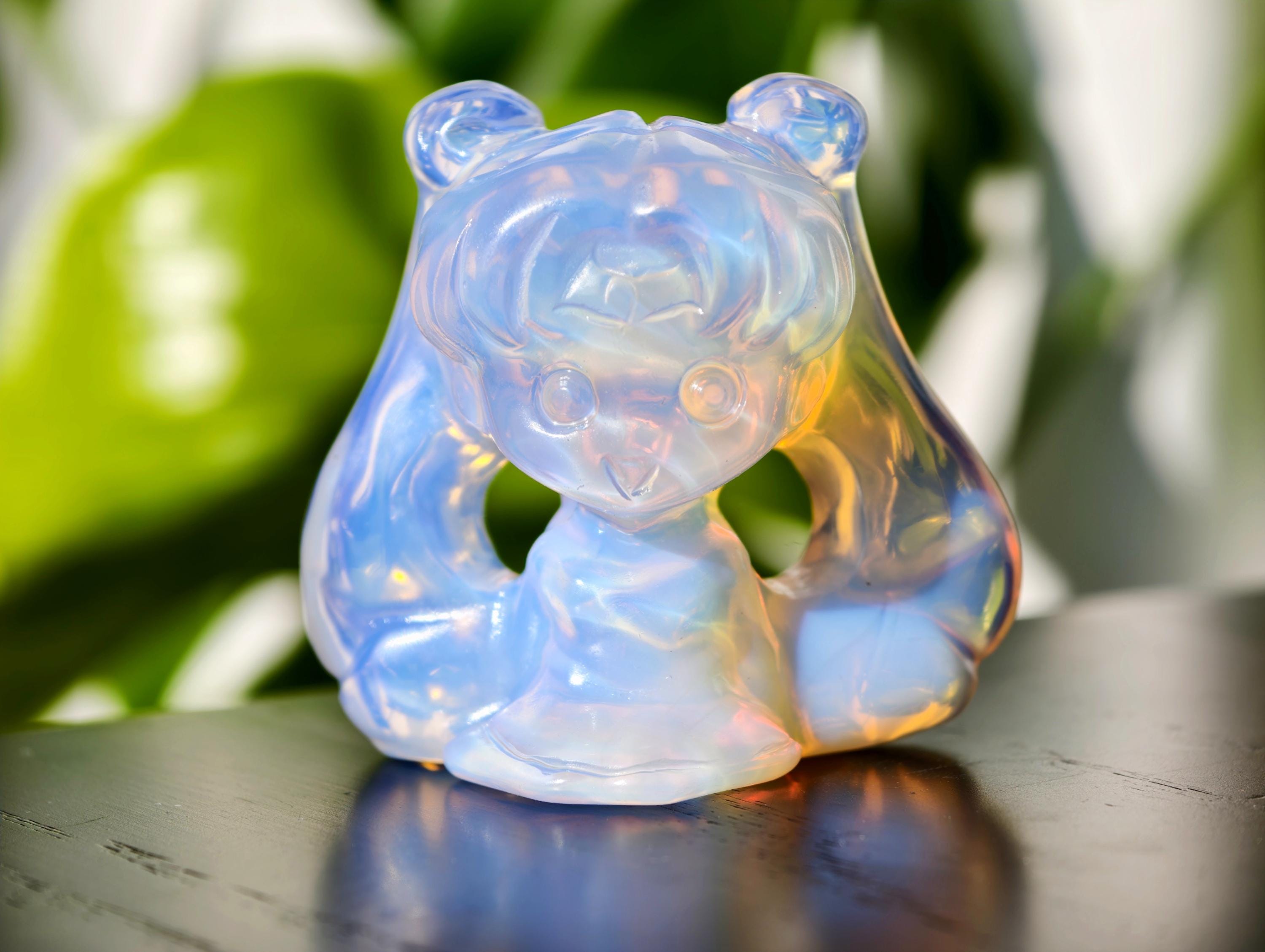 Crystal Sailor Moon, Pink Opalite Carved Sailor Moon, Crystal Sailor Moon Carved, ,Crystal Skull Carving,Crystal Healing,Crystal Gifts 1PC
