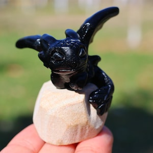2&quot; Natural Obsidian Carved Toothless ,Obsidian Dragon,Crystal Toothless,Reiki Healing，Toothless,Home Decor，Crystal Gifts 1PC