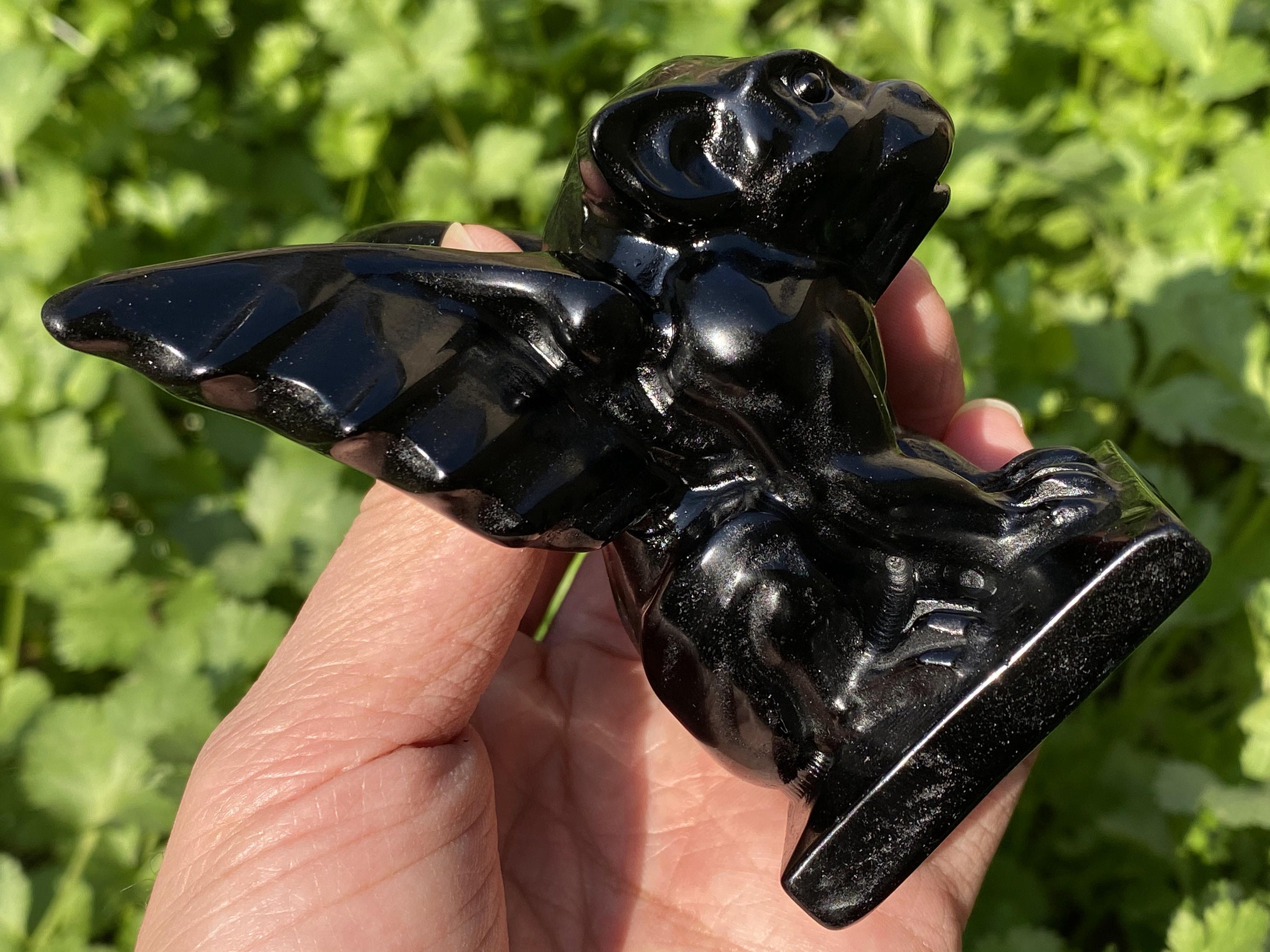 Gargoyle In Ossidiana Naturale Intagliata Da 2,2'', Gargoyle Di - Foto 8