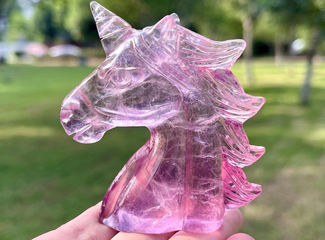3‘’Natural Rainbow Fluorite Carved Unicorn,Pink fluorite Unicorn,Crystal Unicorn,Crystal Skull,Healing Stone,Home Decor,Crystal Gifts 1PC
