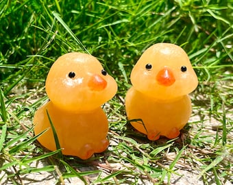 ミニ天然クリスタルアヒル彫刻鳥の置物スピリチュアルヒーリング 