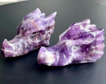 2.8" Natural amethyst Carved Dragon，Dreamy amethyst Dragon Head Carving,Amethyst Dragon，Home Decor，Reiki Healing Figurine，Crystal gifts