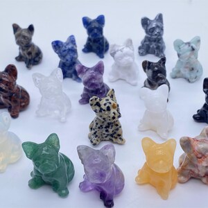 1.2 natuurlijke kwartskristal gesneden Franse Bulldog, Crystal PUG, Bulldog Carvings, Crystal Healing Decor, Crystal Gifts 1PC willekeurige levering afbeelding 5