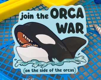Orca War Funny Meme Anti CEO Yacht Vinyl Sticker Ocean Fishing Boating Marine Life Killer Whale