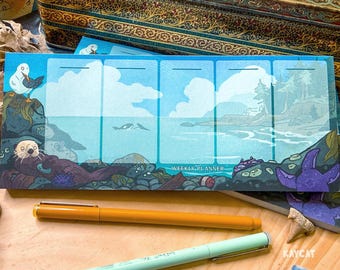Weekly Planner Notepad Tidepool Otter Seagull Starfish Orca PNW Seattle Forest Nature Ocean