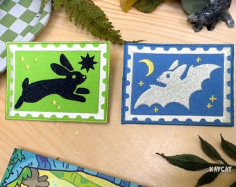 Bat Rabbit Bunny Moon Star Stamp Embroidered Patch