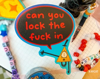 Lock In Bill Cipher TBOB Funny Vinyl Sticker Gravity Falls