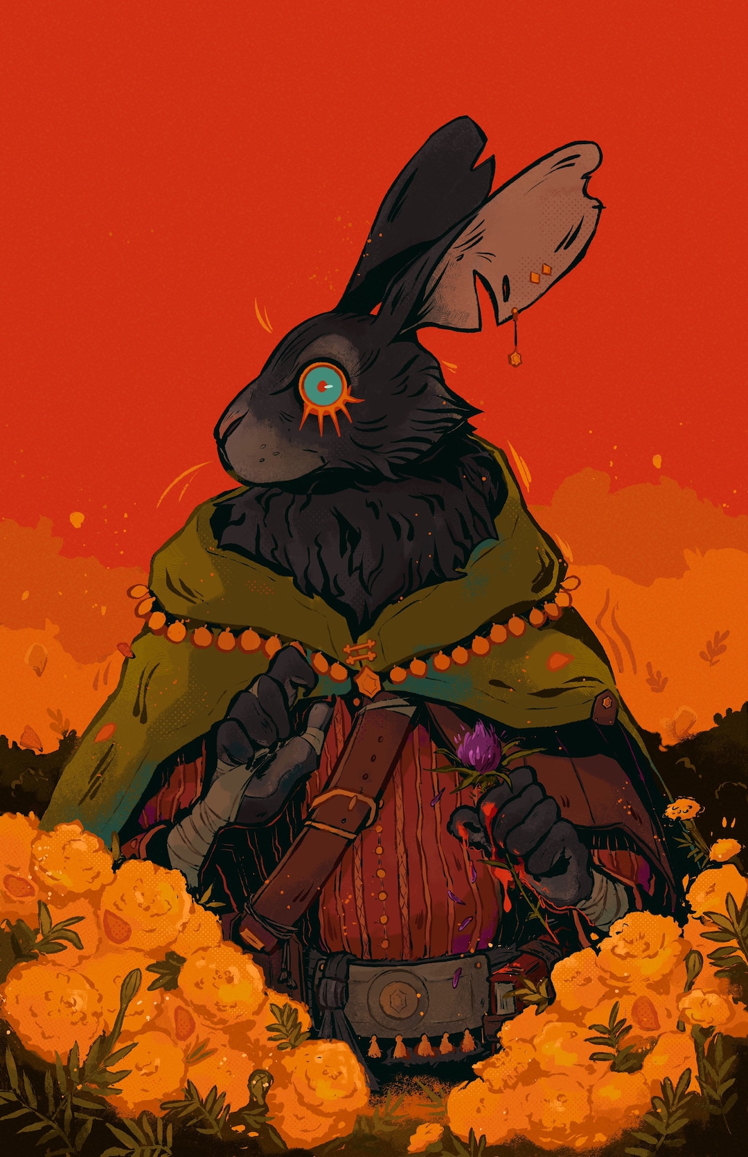 Rabbit Bunny Hare Monk RPG Monk Sage Explorer Fantasy Marigold Print - Etsy