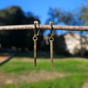 Orecchini a clip con barra d'oro/Orecchini a clip minimalisti per uomo e donna/Orecchini a clip da uomo/Orecchini a cerchio con clip pendenti/Non forati