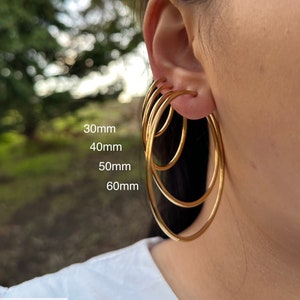 Large Gold Hoop Clip on Earrings/Minimalist Clip On Earrings/Clip On Earrings for Men and Women/Invisible Clip On Earrings/No Piercing