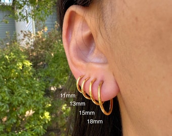 Gold Hoop Ohrringe/Ohrringe Gold/Zierliche Minimalistische Ohrclips/Ohrringe für Männer & Frauen/Unsichtbare Ohrclips/Ohrringe ohne Piercing