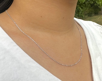 Dainty Sterling Silver Cable Chain Necklace/Cable Chain Choker Necklace/925 Sterling Silver Minimalist Layering Necklace for Women