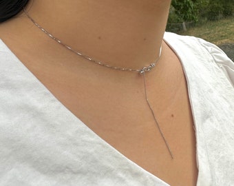 Sterling Silver Box Chain Necklace/Dainty Shiny Box Chain/925 Sterling Silver Box Chain Choker/Adjustable Layered Necklace for Women