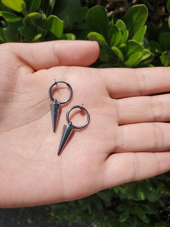 Long Spike Clip on Earrings for Men & Women/mens Clip on Earring