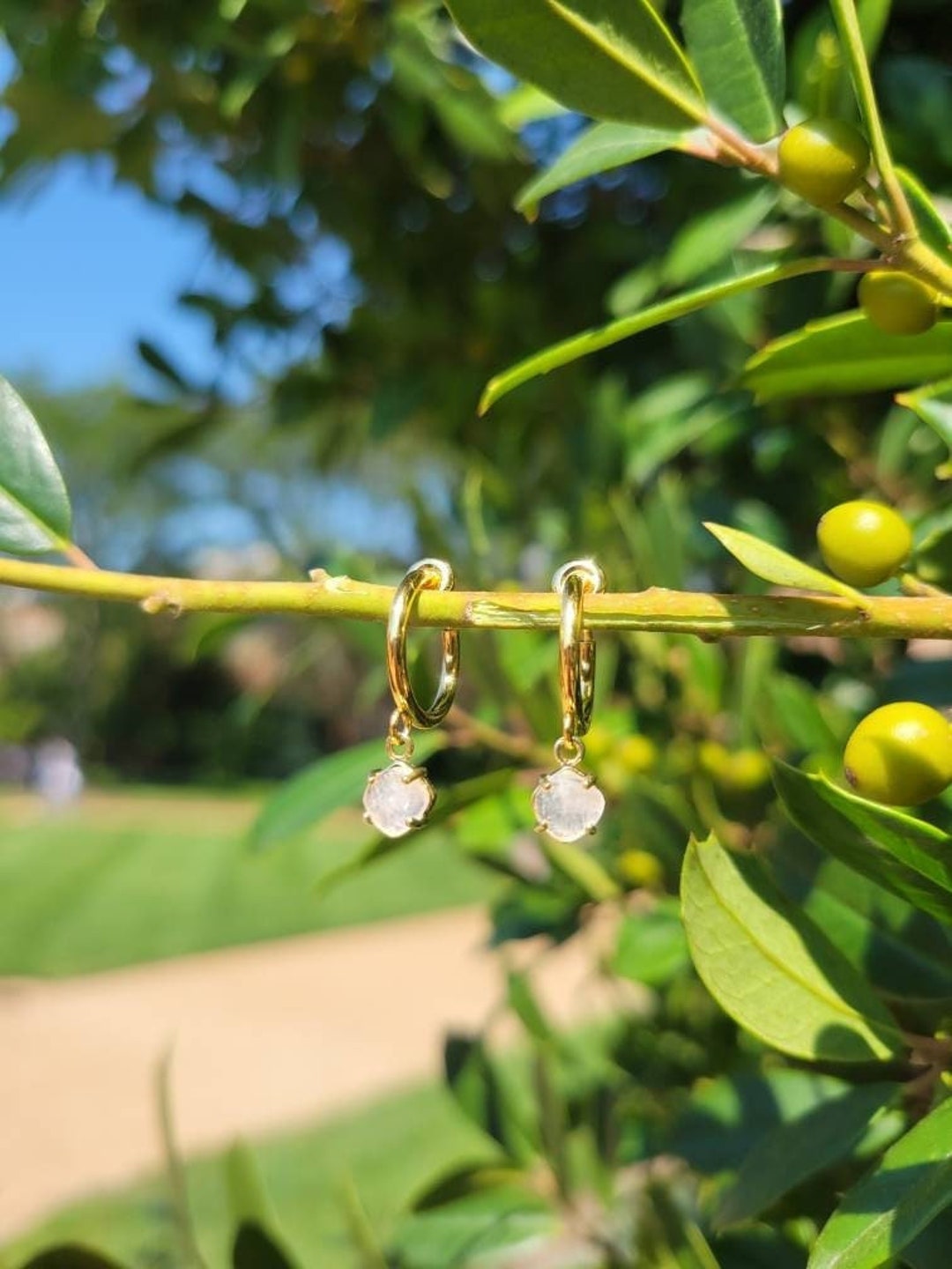 Rose Quartz Clip on Earrings/minimalist Crystal Dangle Gold Etsy