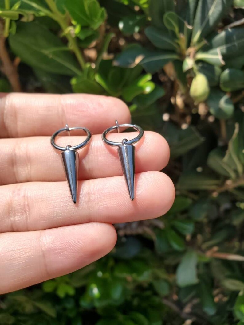 Long Spike Clip on Hoop Earrings/ Men's Clip on Earring/ Etsy