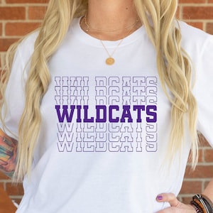 WILDCATS Unisex T-shirt, EMAW, Mirror Font, Retro Shirt, High School Basketball shirt, College Football Shirt, Spirit T-Shirt