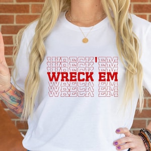 Wreck&#39;Em Shirt, Mirror Font, Retro Shirt, Your University Tee, Motivation Silhouette, High School Baseball, Football, Game Day T-Shirt