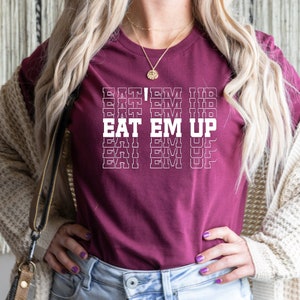 Eat'Em Up T-shirt, Mirror Font, Retro Shirt, San Marcos Texas T-Shirt, Texas State Tee, College Football