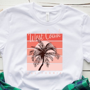 West Coast California Shirt, Retro Vintage California, West Coast Shirt, Palm Beach, Sunset Shirt, Los Angeles,  California Vacation T-Shirt