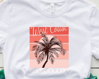 West Coast California Shirt, Retro Vintage California, West Coast Shirt, Palm Beach, Sunset Shirt, Los Angeles,  California Vacation T-Shirt