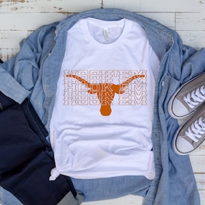 HOOK&#39;EM T-shirt, Mirror Font, Retro Shirt, Longhorns T-Shirt, University Tees, Texas Horns Shirt, Football Apparel, Game Day T-Shirt