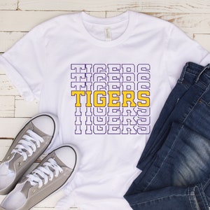 TIGERS Shirt, Mirror Font, Retro Shirt,  Texas, California Tee, University Tee, Game Day T-Shirt