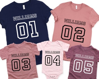 Family Custom Name, Number Shirts, Custom Name and Back Number, Personalized Sports Team T-Shirt, Family Matching Tee, Adoption Day Outfit
