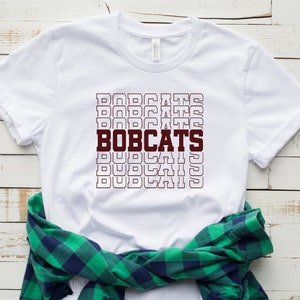 BOBCATS T-shirt, Mirror Font, Retro Shirt, Small Town T-Shirt, University Tee, College Football Custom Shirt, High School Basketball Outfit