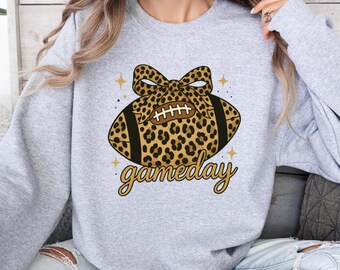 Gameday Football Leopard Sweatshirt,Leopard Football Sweatshirt,Football Mom Sweatshirt,Football Gift Sweatshirt,Star Football Sweatshirt