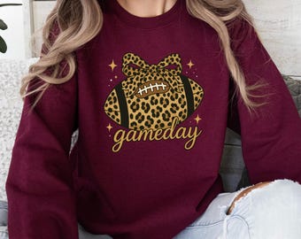 Gameday Football Leopard Sweatshirt,Leopard Football Sweatshirt,Football Mom Sweatshirt,Football Gift Sweatshirt,Star Football Sweatshirt