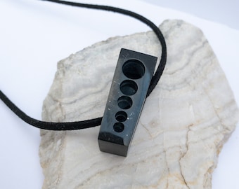 Black Jade pendant &quot;Geometry&quot; as a minimalistic gift for beloved.