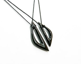 Black Jade Nephrite pendants &quot;Deep connection&quot; for couple - for Her and for Him