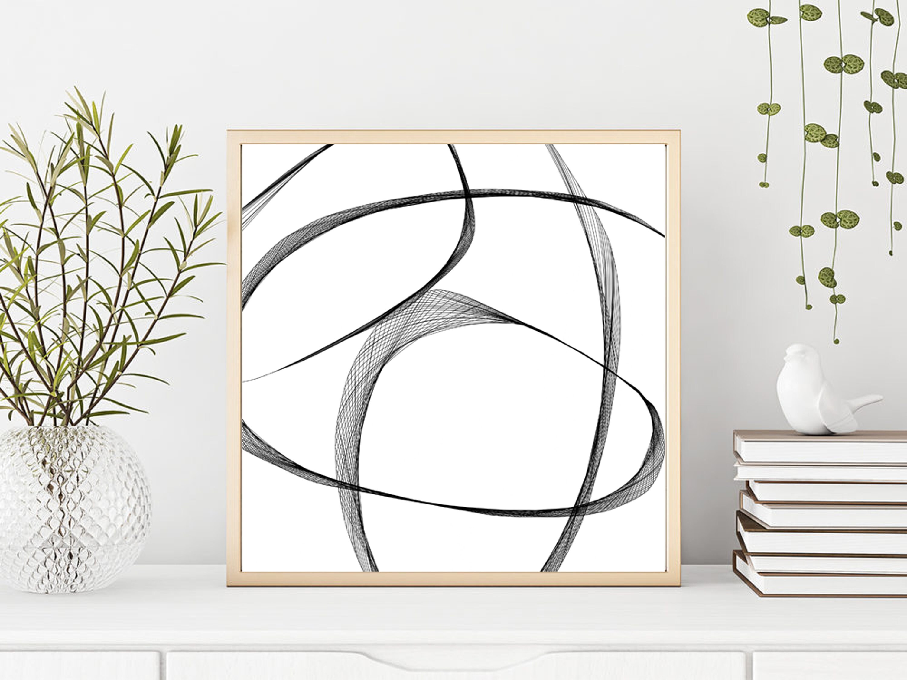 Line art black and white art abstract art art prints Etsy