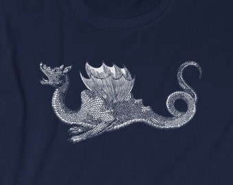 Male Ethiopian Dragon | Unisex T-shirt | Antique Vintage Engraving Art Renaissance Medieval Meme Animal Beast Serpent Monster Scales Fangs