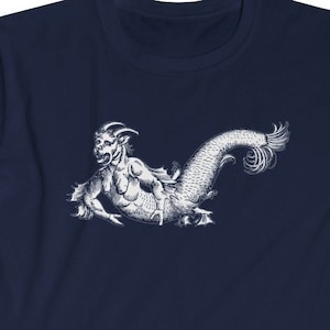 Satyrus Marinus (Sea Satyr) | Unisex T-shirt | Antique Vintage Engraving Art Medieval Meme Beast Monster Fish Mythology Mermaid Merman Siren