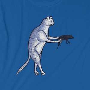 Cat & Mouse | Unisex T-shirt | Antique Vintage Manuscript Art Artwork Middle Ages Medieval Hunt Hunter Chase Fight Pet England Meme Weird