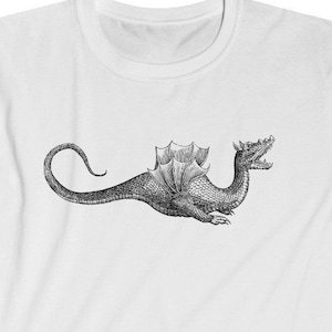 Female Ethiopian Dragon | Unisex T-shirt | Antique Vintage Engraving Art Medieval Meme Renaissance Animal Beast Serpent Monster Scales Fangs