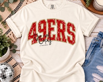 49ers PNG, Stadionvoetbal PNG, Retro design, Verweerde voetbal PNG, Ontwerp voor wedstrijdshirt, Voetbal sublimatie