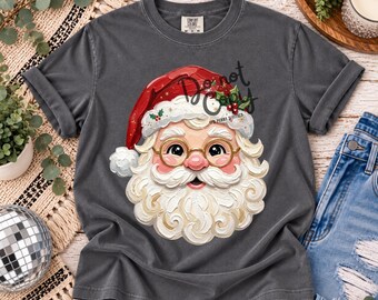 Schattige kerstman PNG, kerstman gezicht PNG, vintage kerstman PNG, kerstman sublimatie ontwerp, kerstshirt